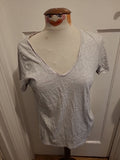 Ladies F&F Size 12-14 Grey V Neck Short Sleeved Pyjama Top