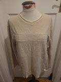 Mens Maine Size Medium Beige V Neck Long Sleeved Pullover Jumper