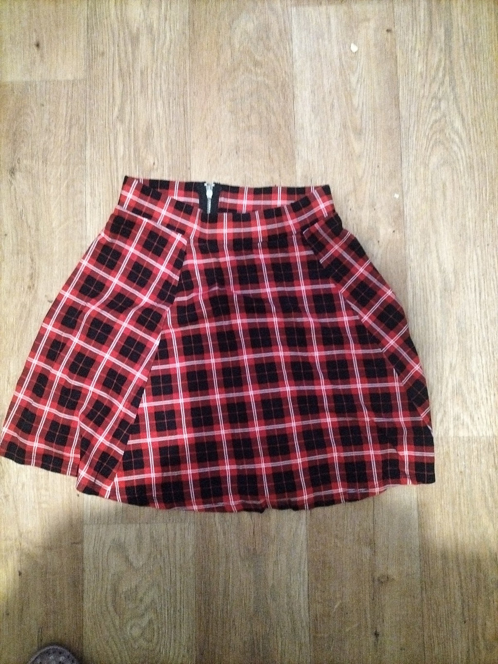 Ladies Divided Size XS Red And Black Check Mini Skirt