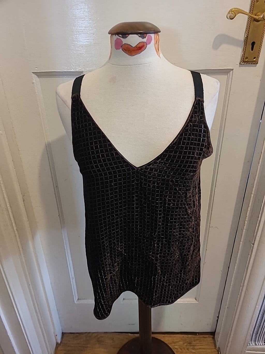 Ladies Massimo Dutti Size 12 Brown Detailed Sleeveless Tshirt
