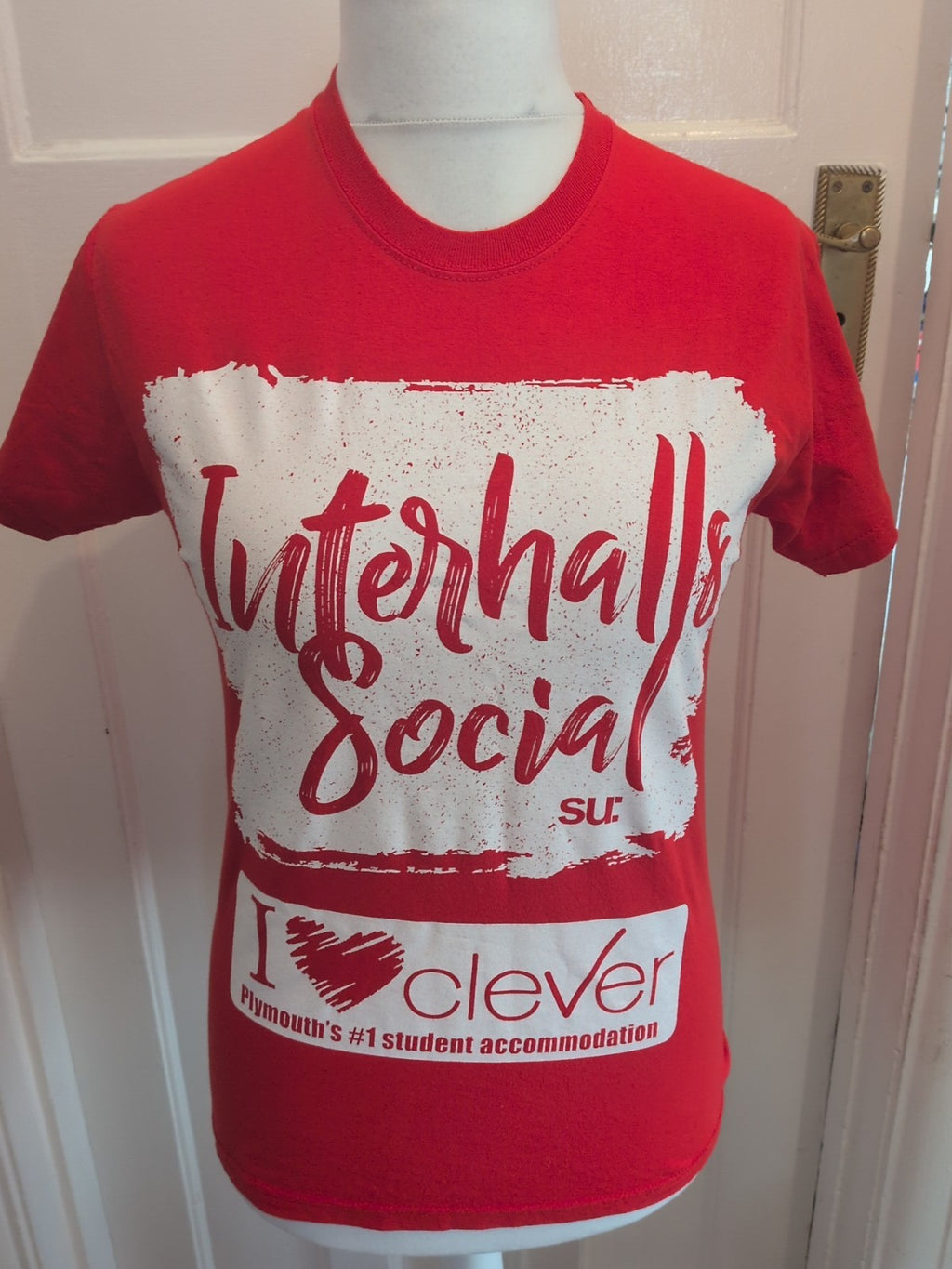 Ladies Fruit Of The Loom Size Small Red Printed Tshirt