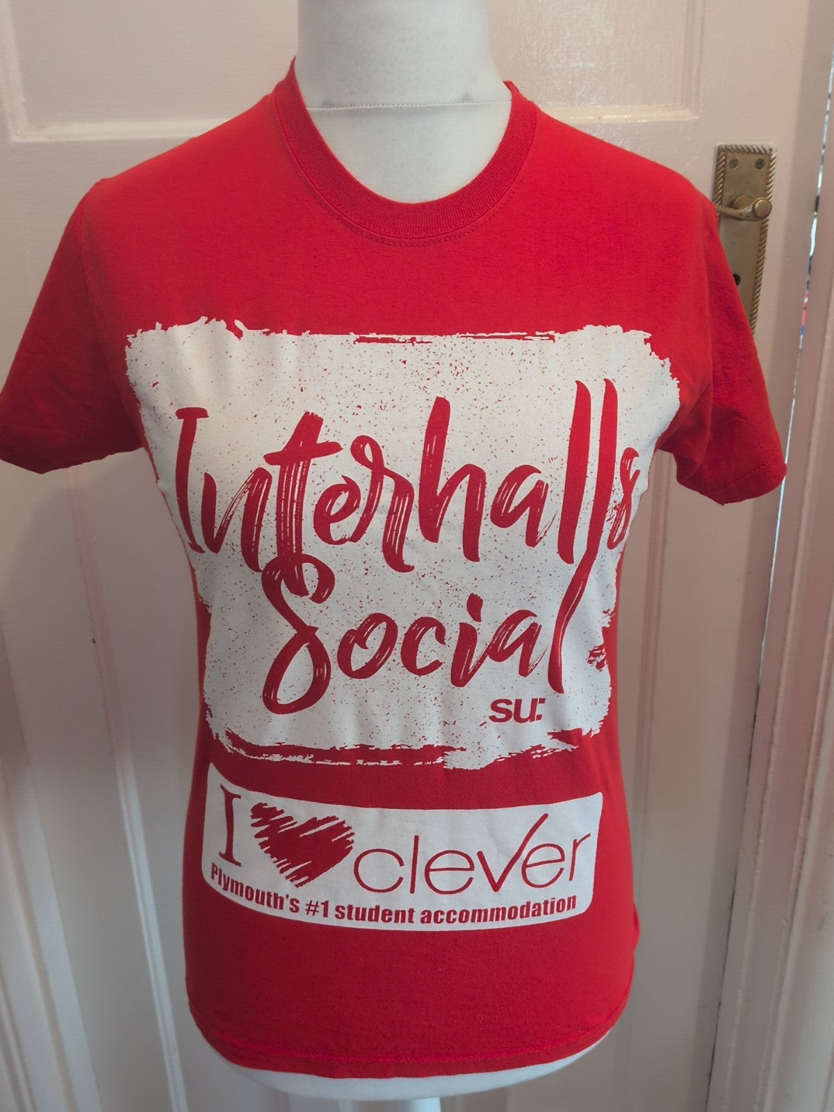 Ladies Fruit Of The Loom Size Small Red Printed Tshirt