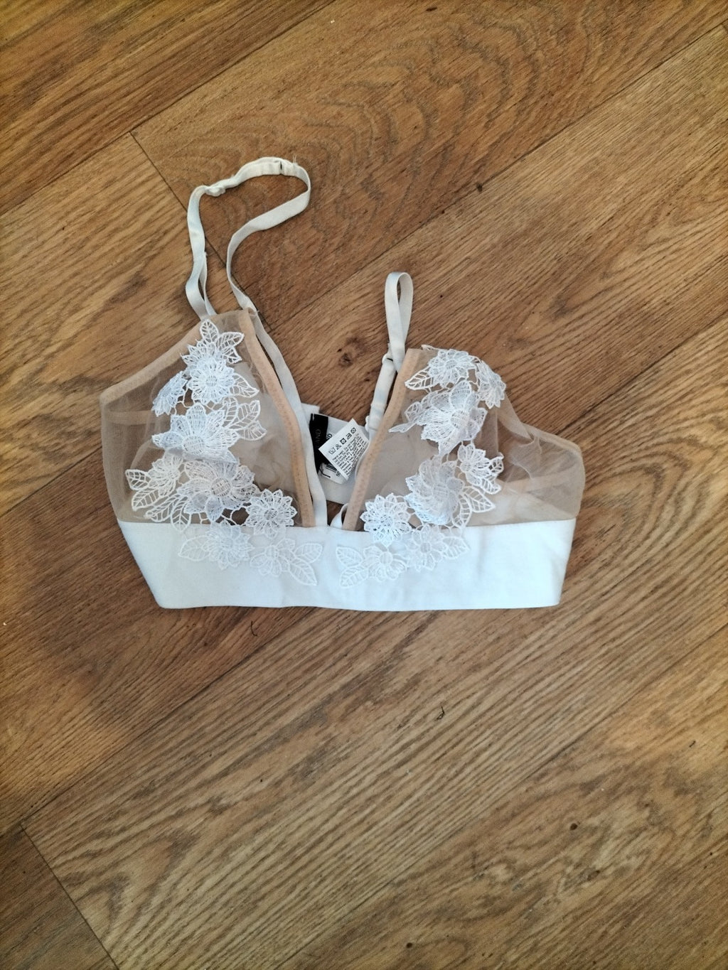 River Island 8 White And Beige Bralette