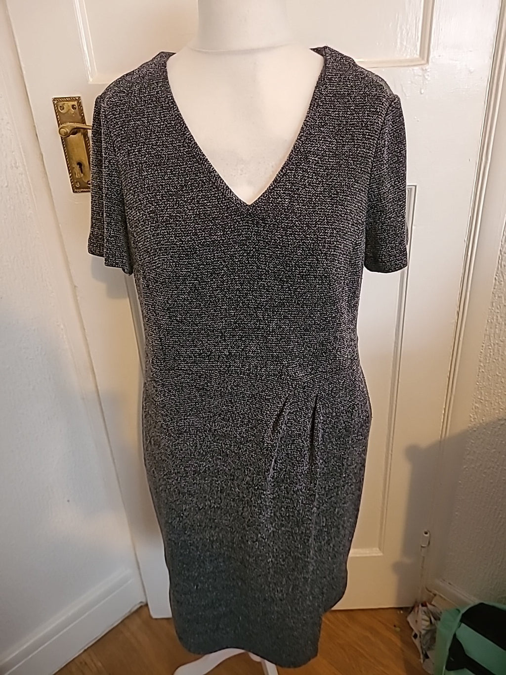 Ladies Next Size 18 Grey Fleck Short Sleeved Maxi Dress