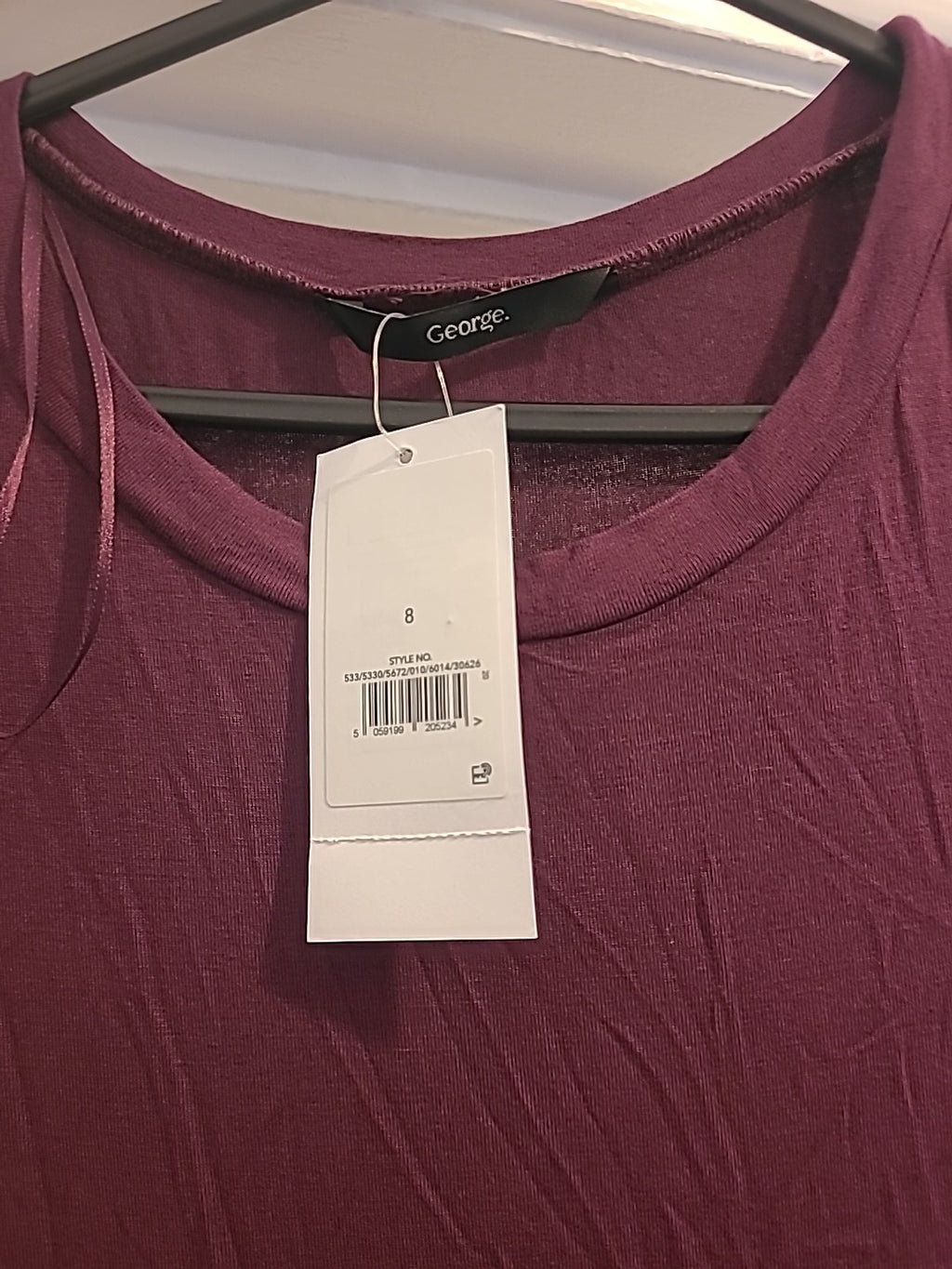 Brand New Ladies George Size 8 Purple Long Sleeved Long Length Dress