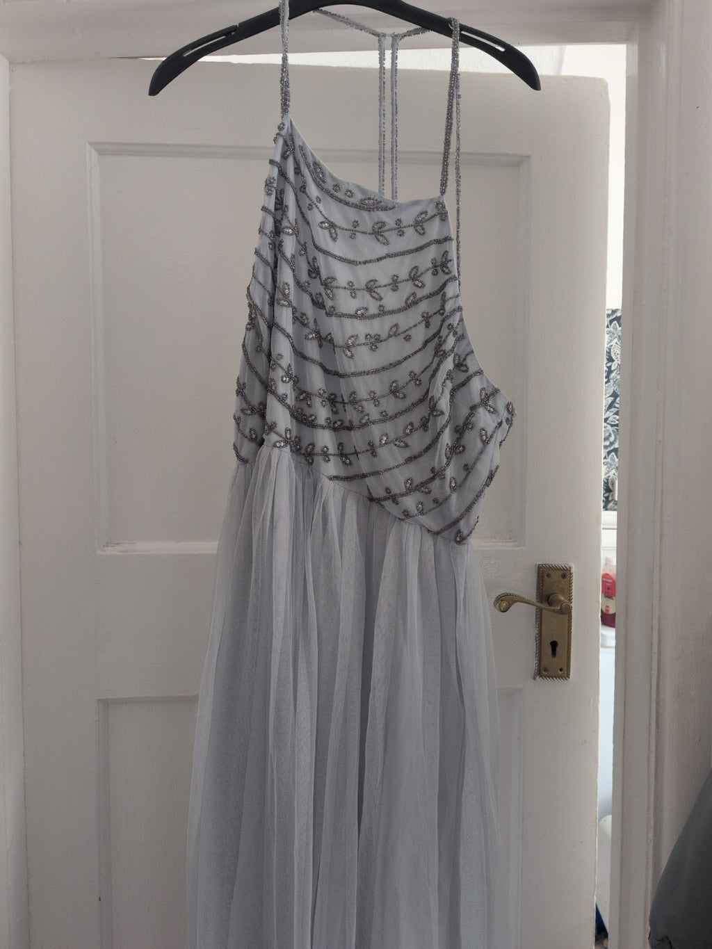 Brand New Boohoo 16 Grey Mesh Lined Sleeveless Dress