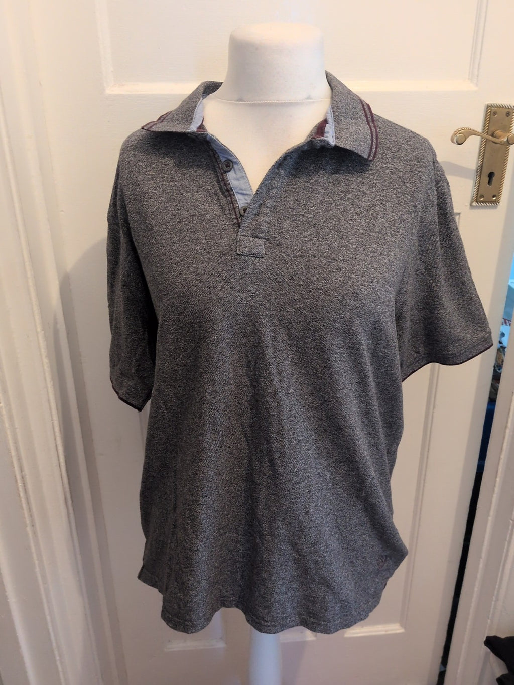 Blue Harbour XL Grey Fleck With Purple Short Sleeve Polo