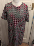 Wallis 18 Red Black White Short Sleeve Dress Midi