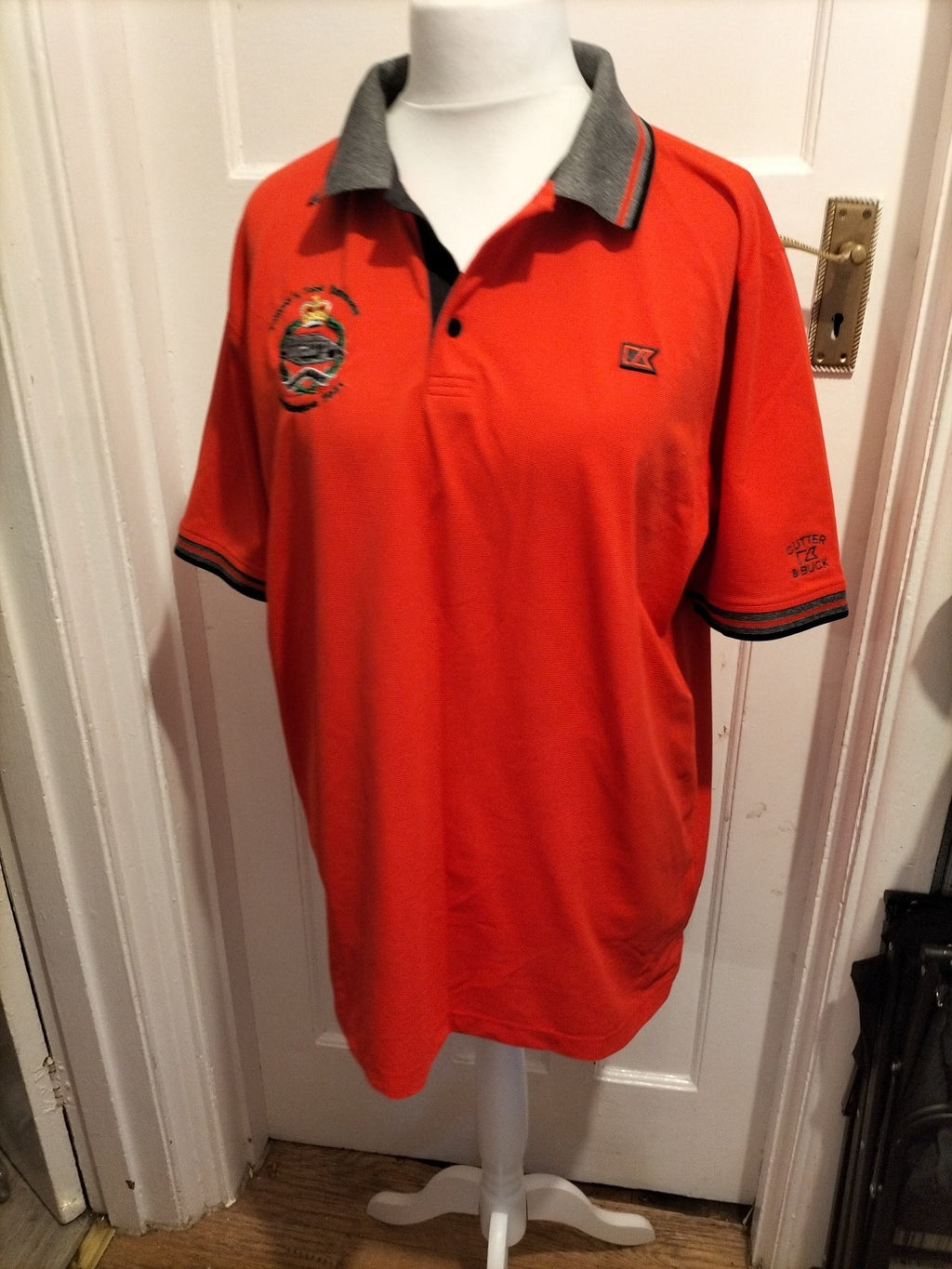 Mens Cutter & Buck Size XL Red Tank Regiment Polo