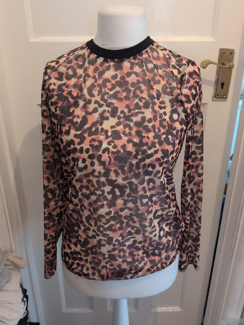 Brand New Tu 12 Leopard Print Sheer Long Sleeve Blouse
