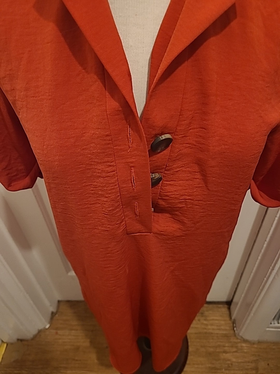 Ladies Primark Size 8 Burnt Orange Short Sleeved Midi Dress
