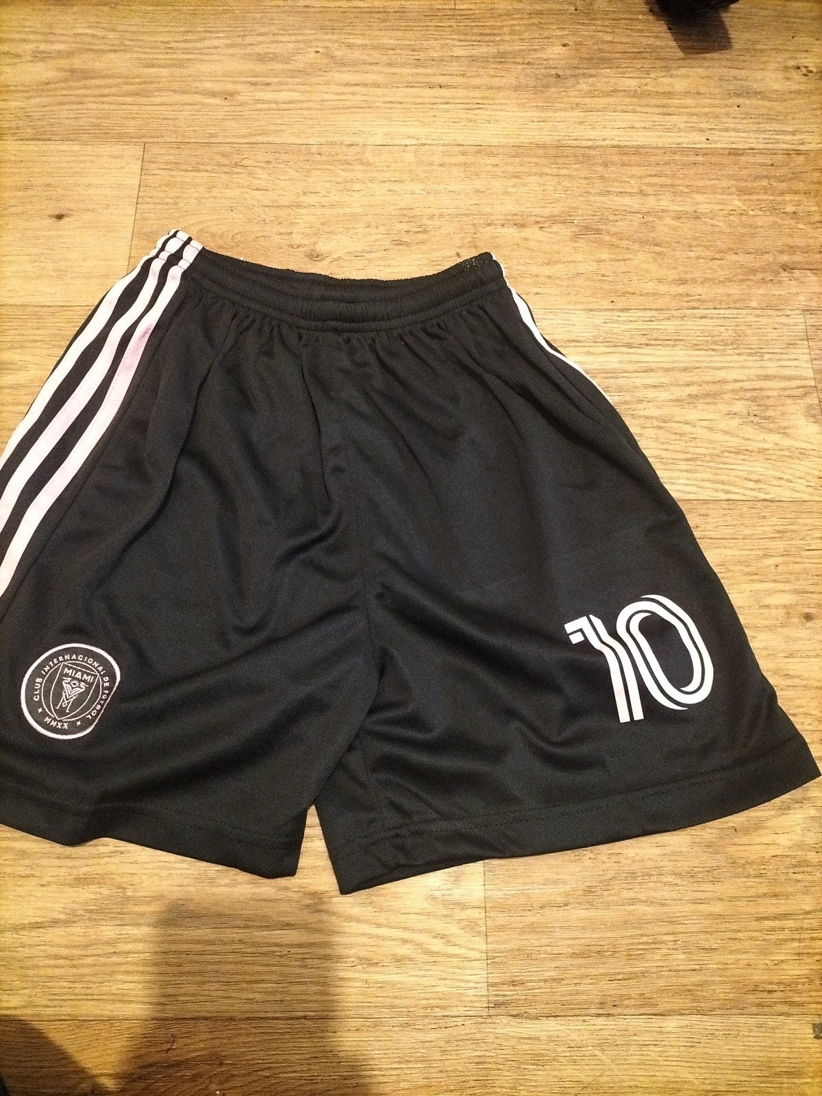 Boys Size 28" Black Inter Miami Number 10 Shorts