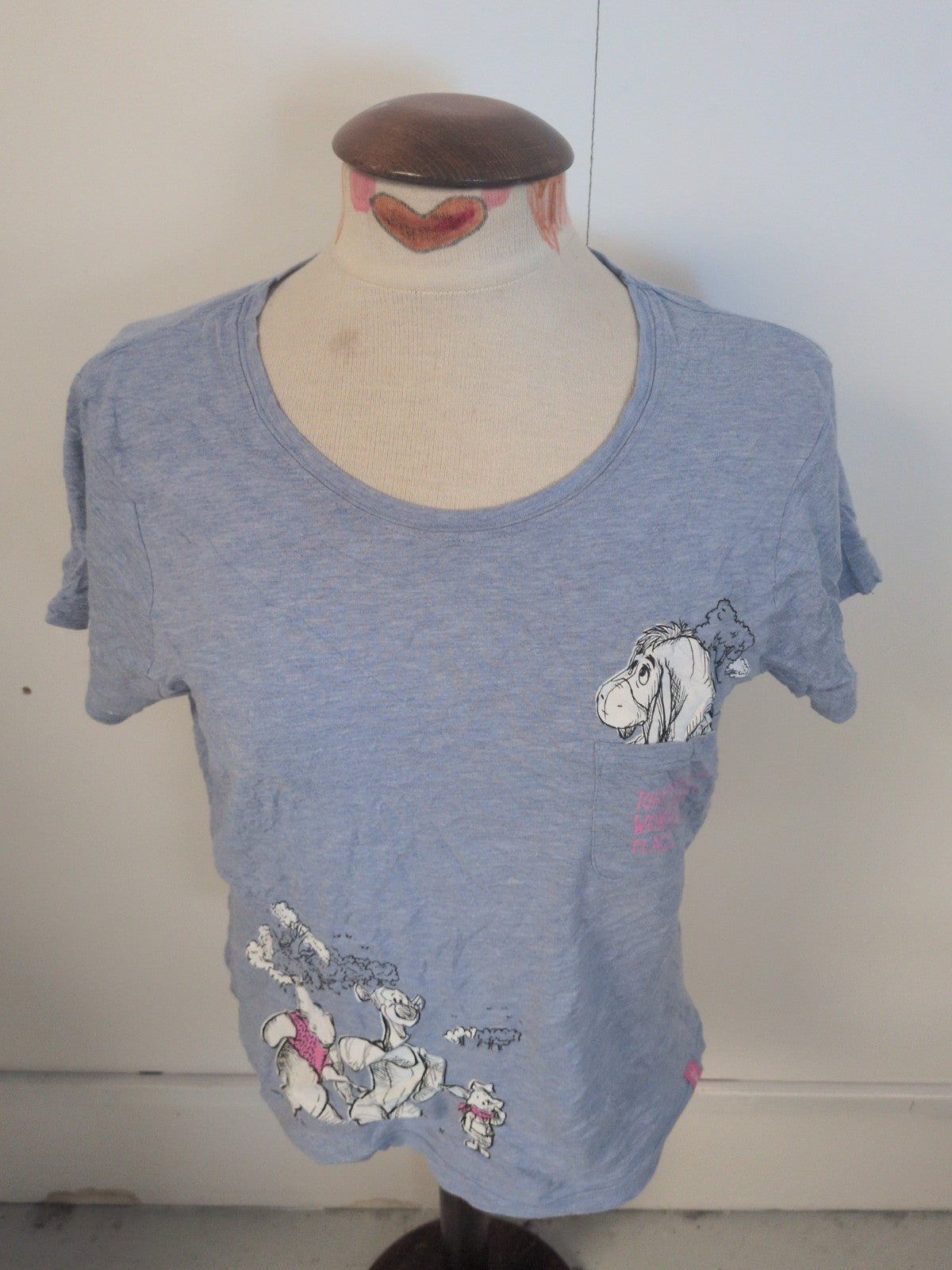 Ladies George Size 16-18 Blue Winnie The Pooh Print Short Sleeve T-shirt