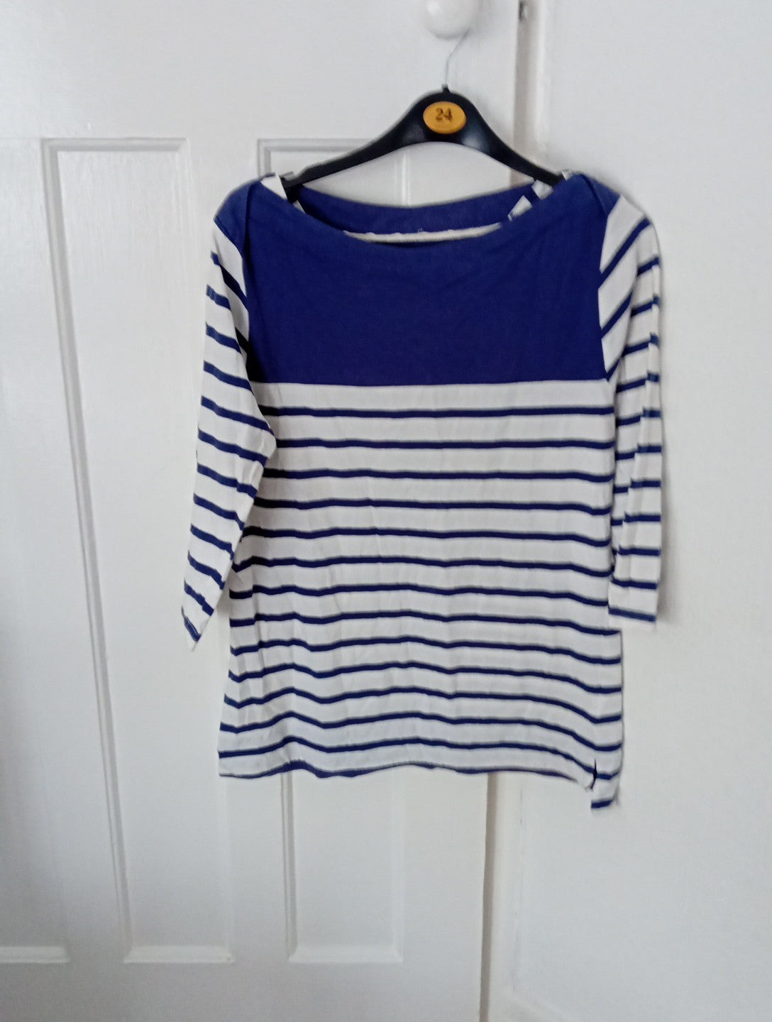 Ladies Regatta 3/4 Striped Top Blue/white Size 12
