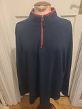 Mens M&S Size 2XL Navy With Red Trim Long Sleeved Polo
