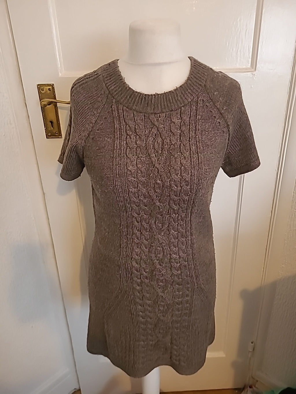 Ladies Marks And Spencer Size 12 Mole Coloured Short Sleeved Jumper Dress