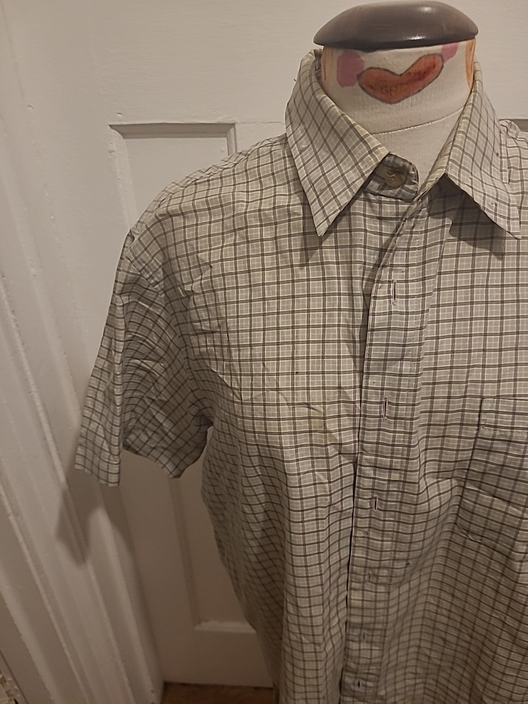 Mens Regatta Size 40" Beige/Grey Check Shirt Short Sleeved