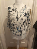 Ladies George 10 White And Blue 3/4 Sleeve Length Blouse