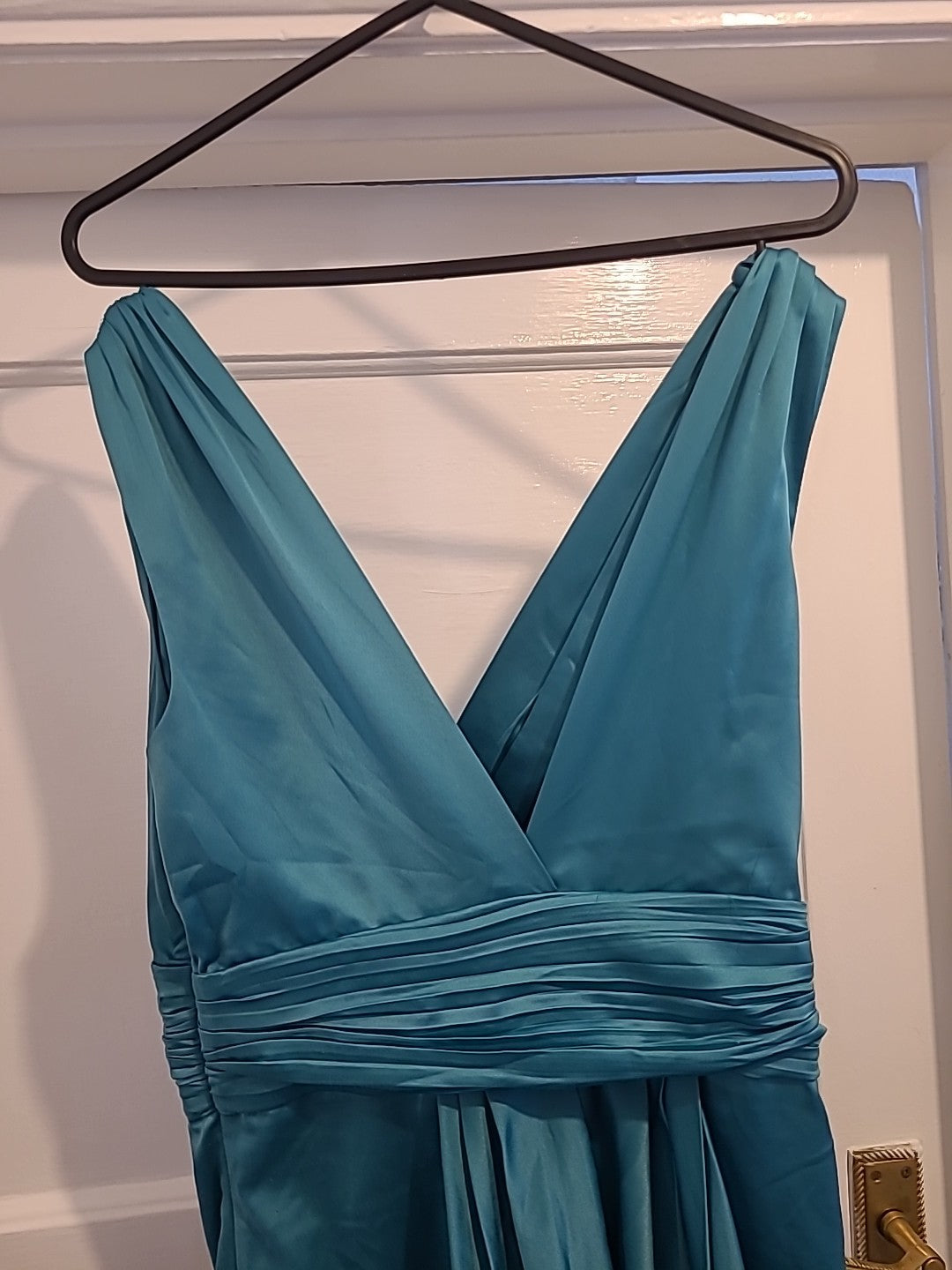 Ladies Traffic People Size Small Teal Ruffle Sleeveless Dress