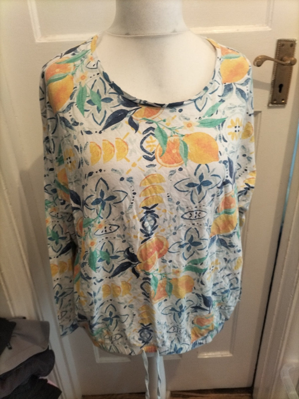 Ladies George Size 20-22 Multi Coloured Long Sleeved Pyjama Top