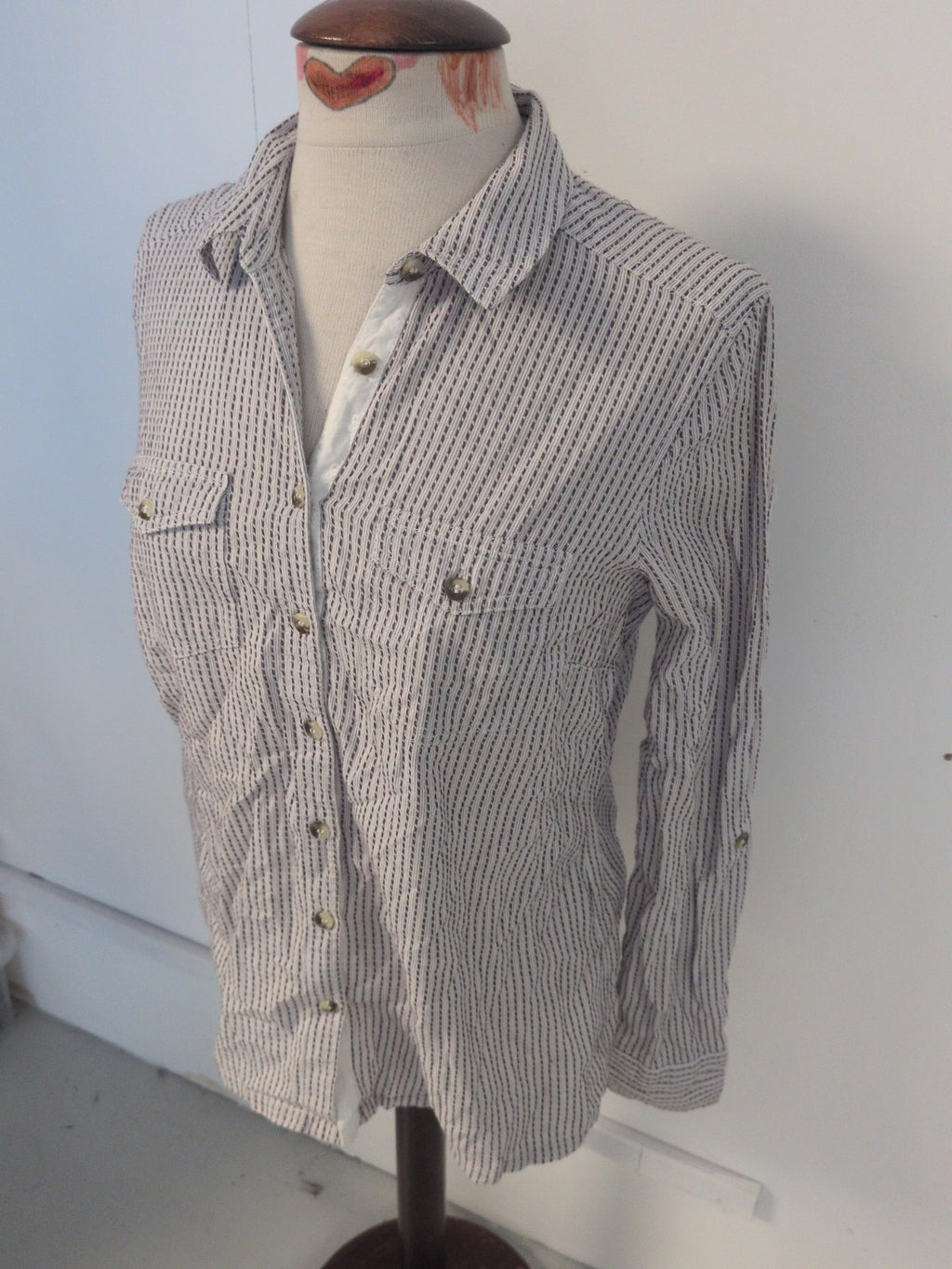 Marks And Spencer 12 Aubergine Mix Buttoned Blouse Long Sleeve