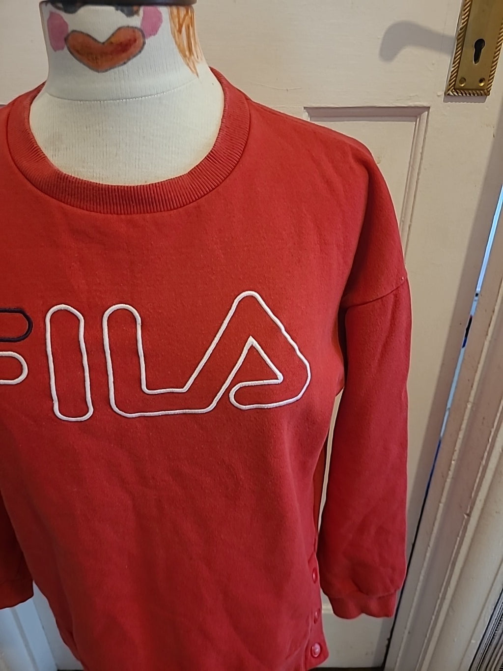 Ladies Fila Size 10 Red Long Sleeved Pullover Jumper