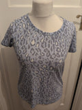 Ladies Marks And Spencer Size 10 Blue Leopard Print short Sleeve T-shirt