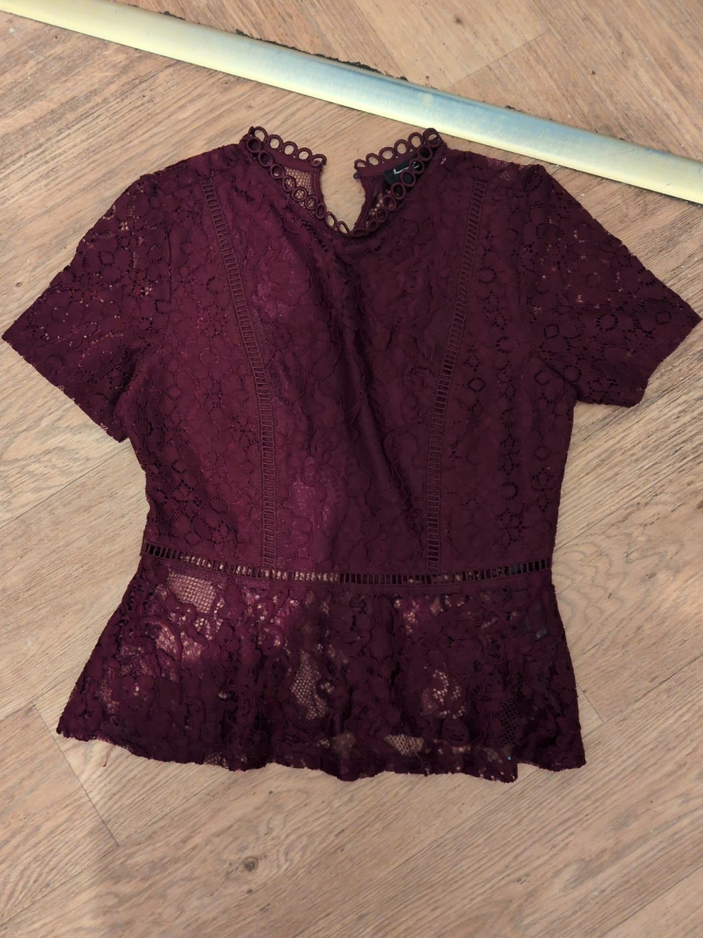 New Look 12 Dark Purple Pattern Material Short Sleeve Blouse