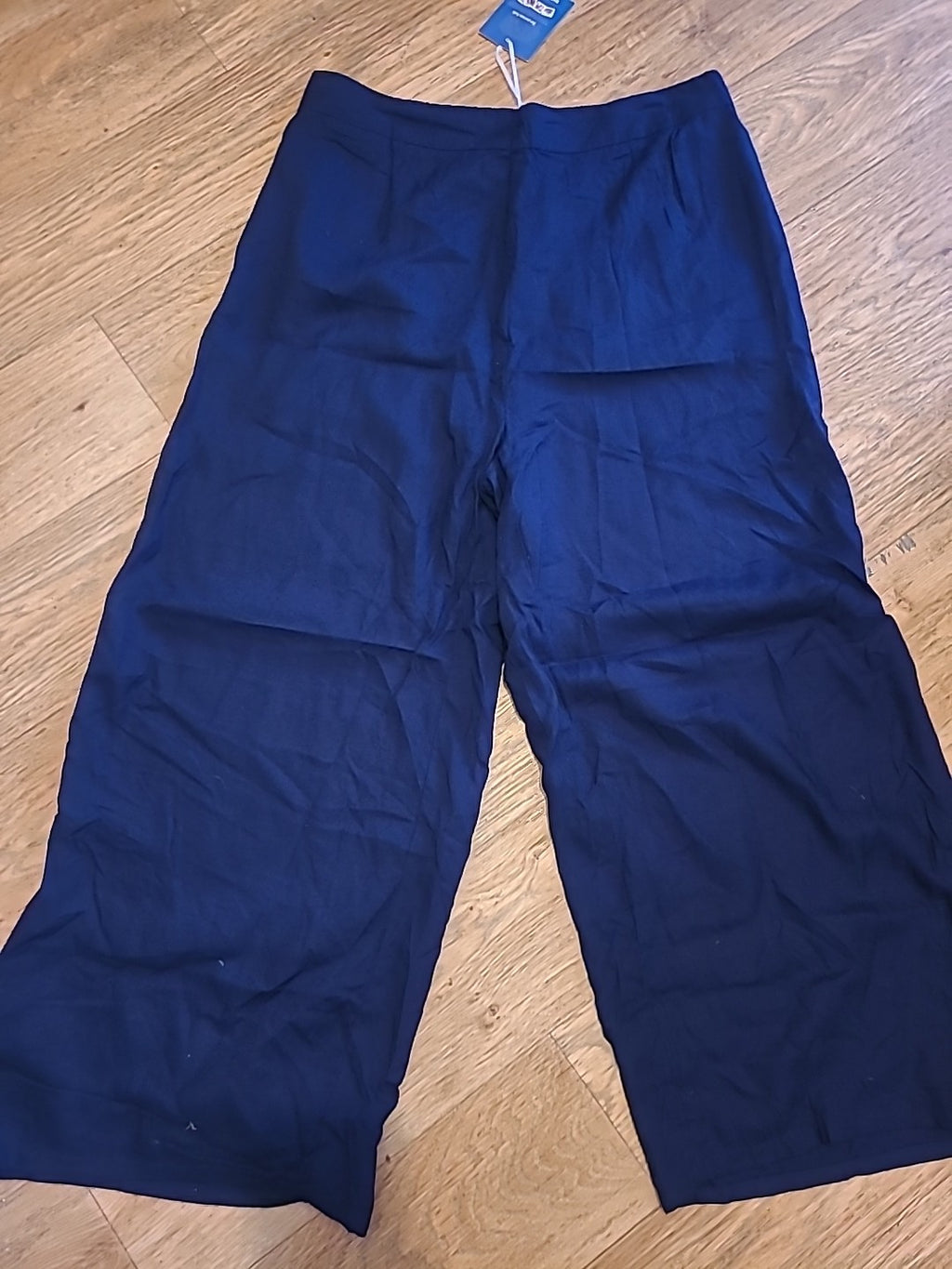 Brand New Ladies Jovie Size L/XL Navy Elasticated Wide Leg Trousers
