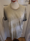 Mens Topman Size Medium Khaki And White Short Sleeved Tshirt(Hole By Label)