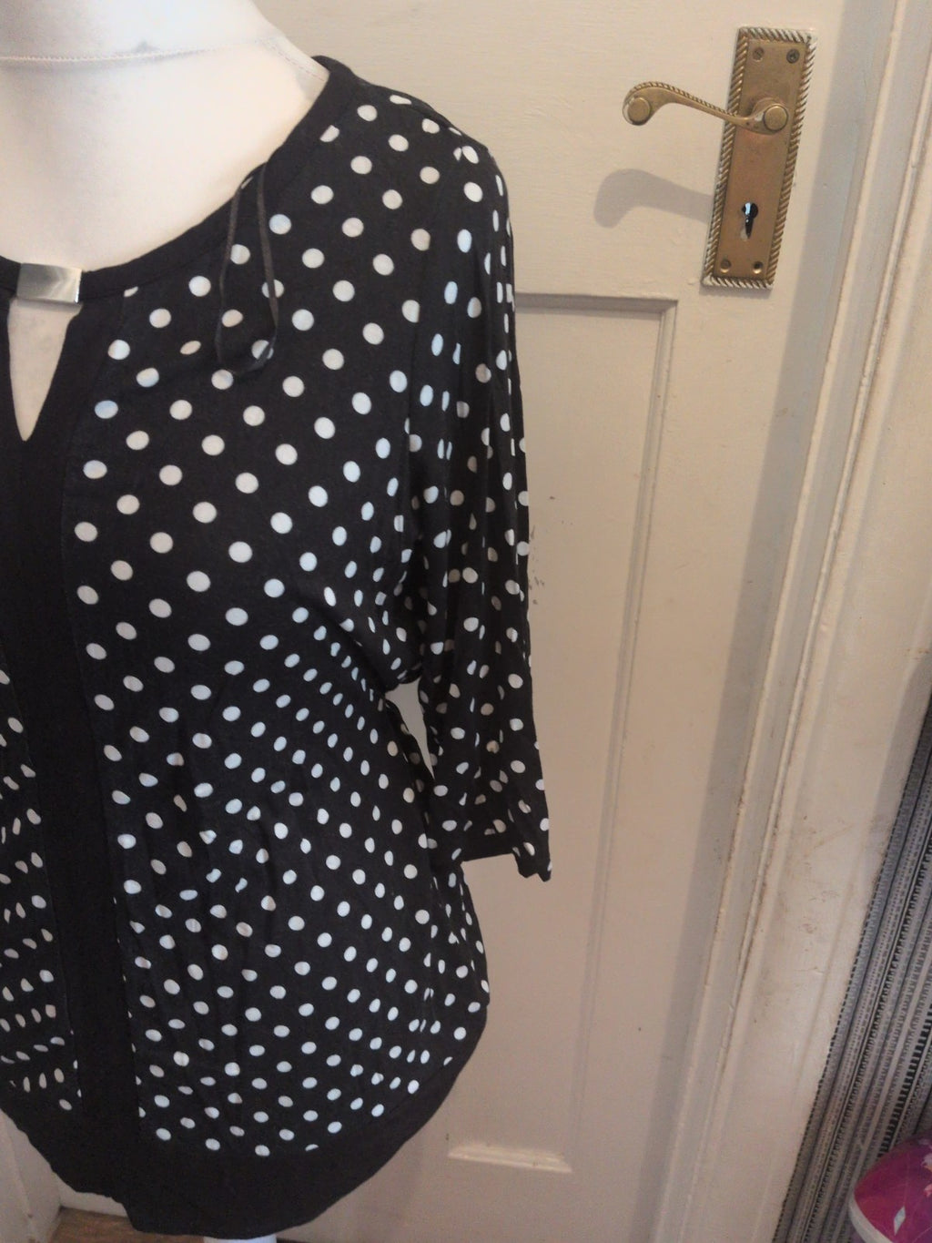 Ladies George Size 14 Black Spot Long Sleeve Blouse