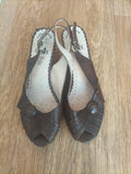 Ladies Caprice Size 5.5 Brown Small Heel Slip On Sandel