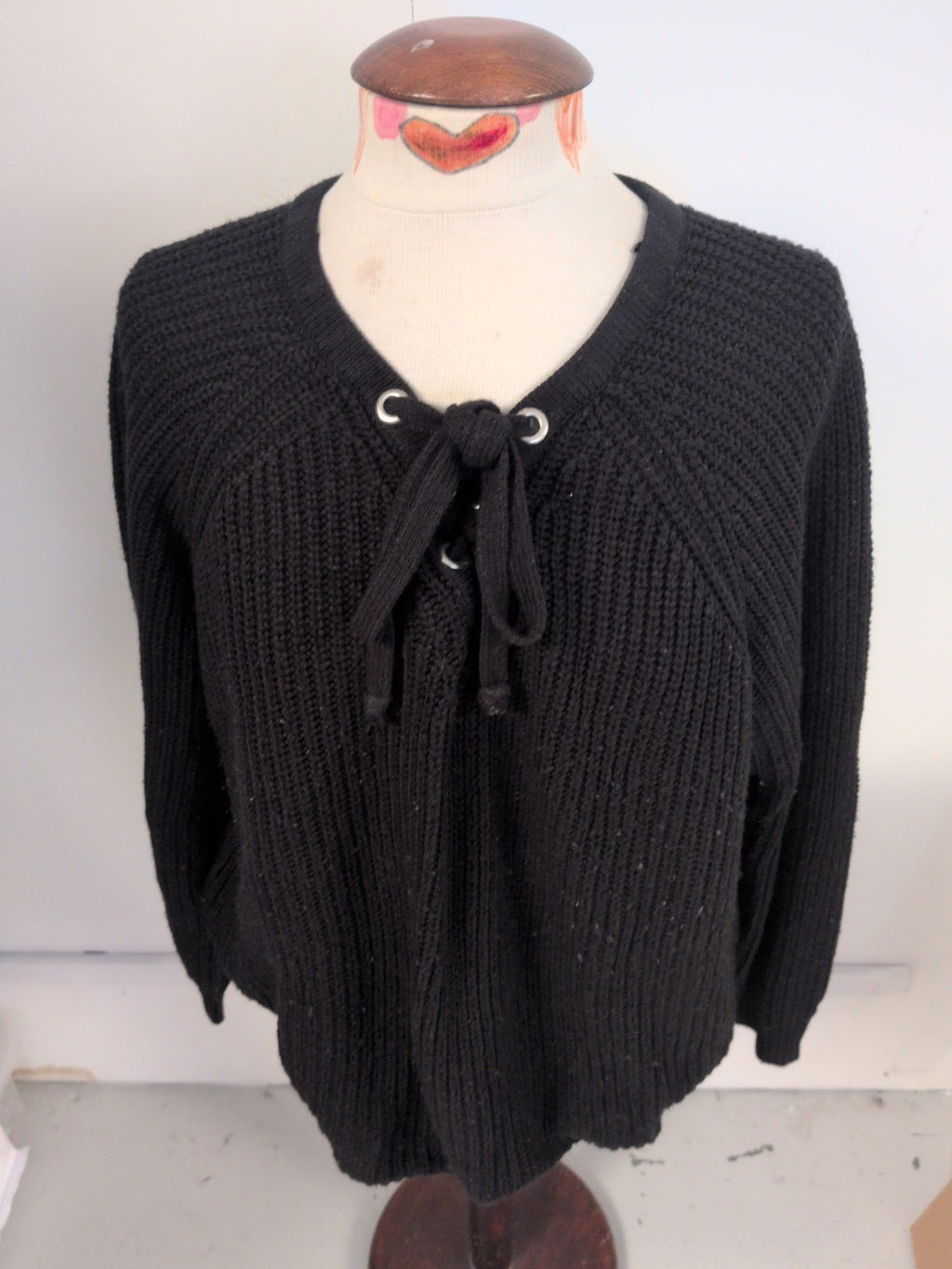 Yours 22-24 Black Knit Pullover Long Sleeve Jumper