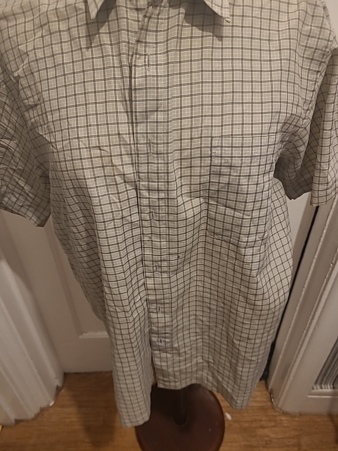Mens Regatta Size 40" Beige/Grey Check Shirt Short Sleeved