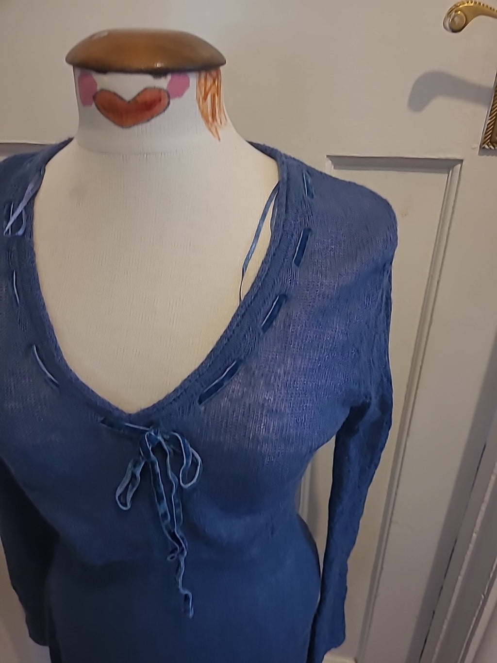 Ladies Pepperberry Size 10 Blue Soft Long Sleeved Dress