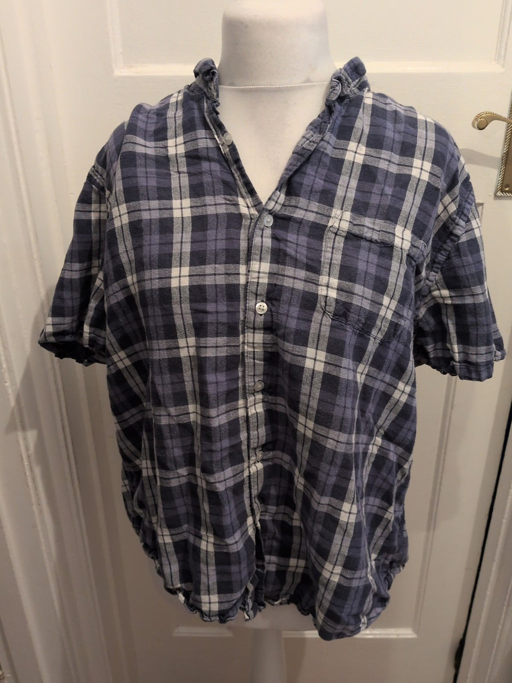 TU 2xl Reg Fit Blue Check Short Sleeve Shirt