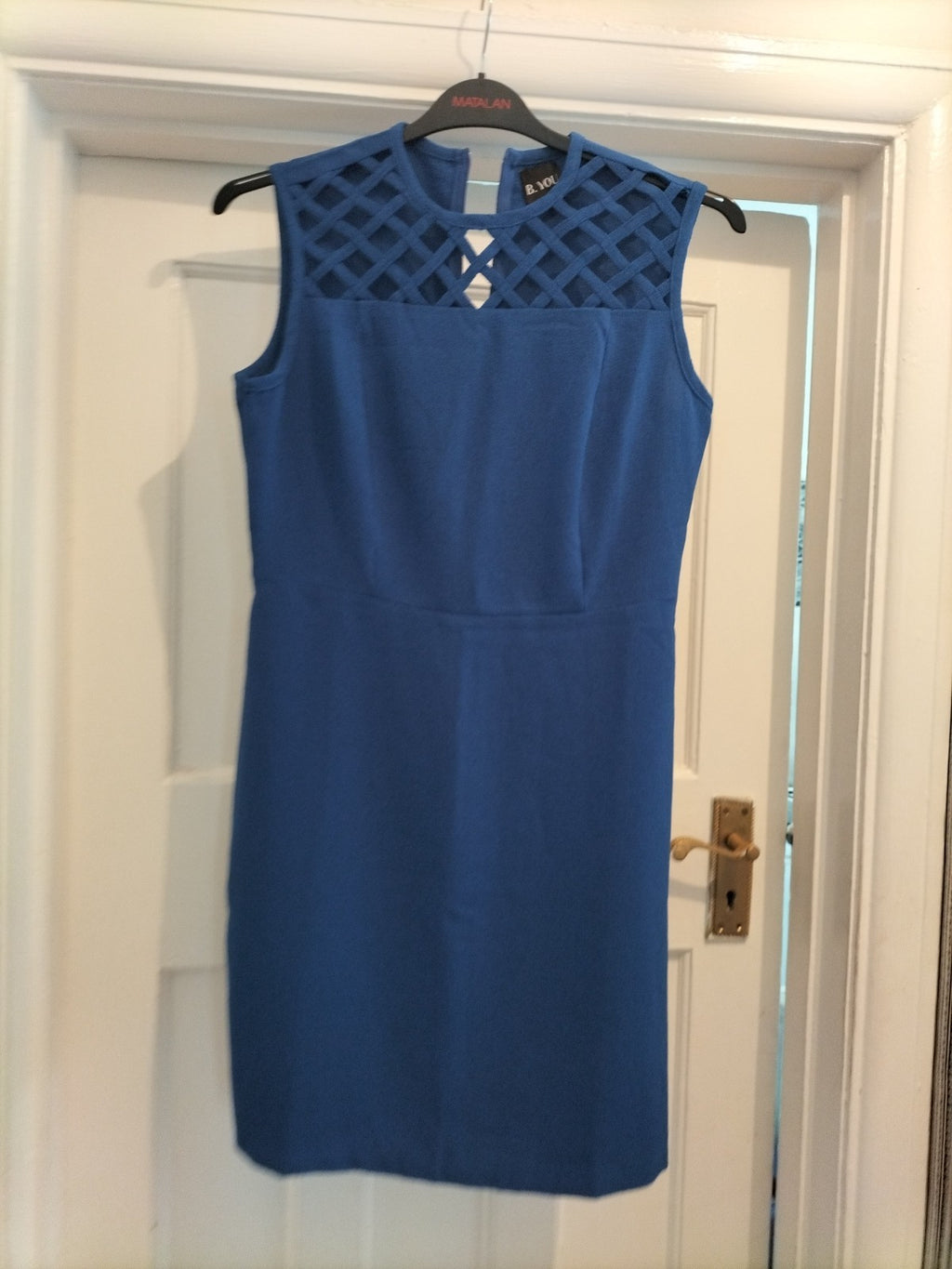 B.You 12 Dark Blue Cross Cross Sleeveless Dress