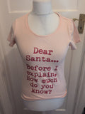 Esmara 12-14 Pink Santa Print Short Sleeve Pyjama Top
