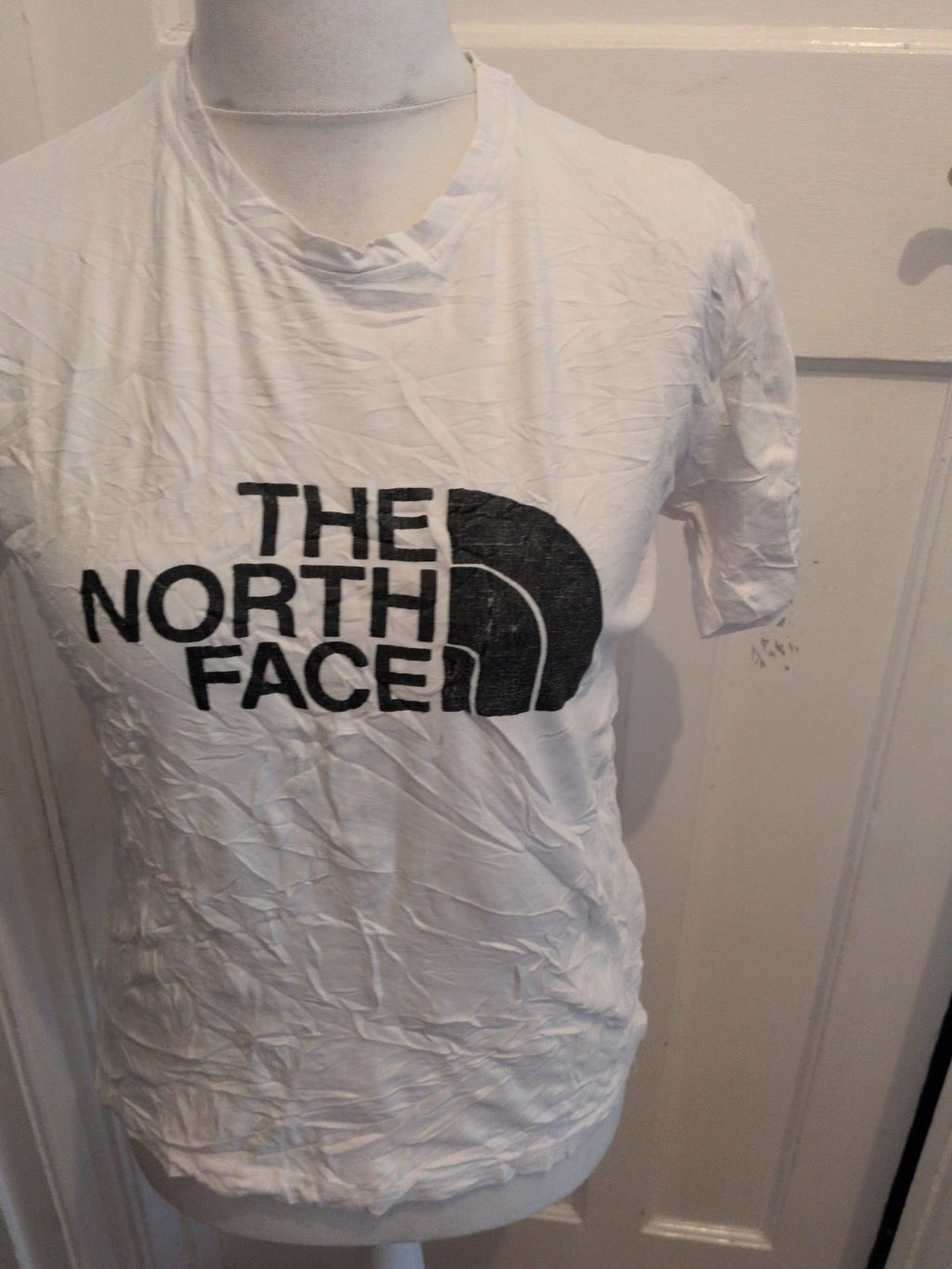 North Face White With Black Short Sleeve Large T-shirt Ladies