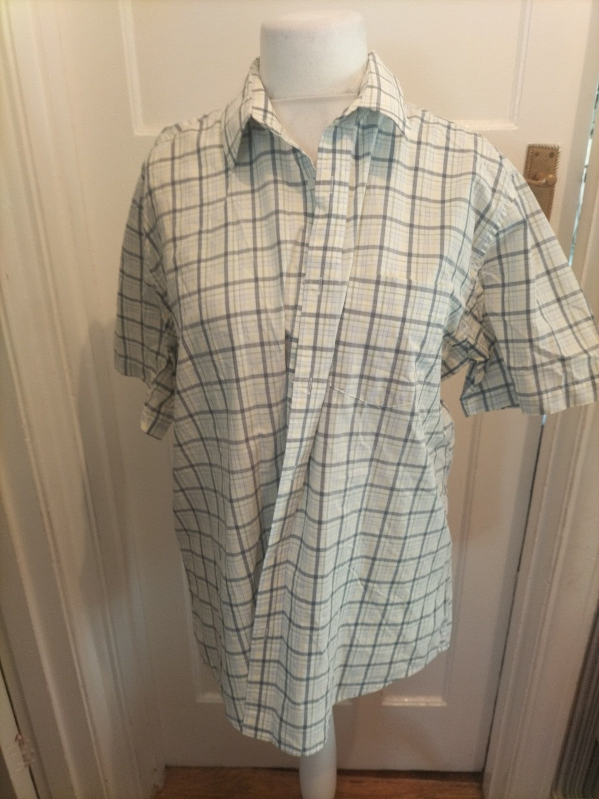 Mens Kingston Size XL Yellow/White/Grey Check Short Sleeved Shirt