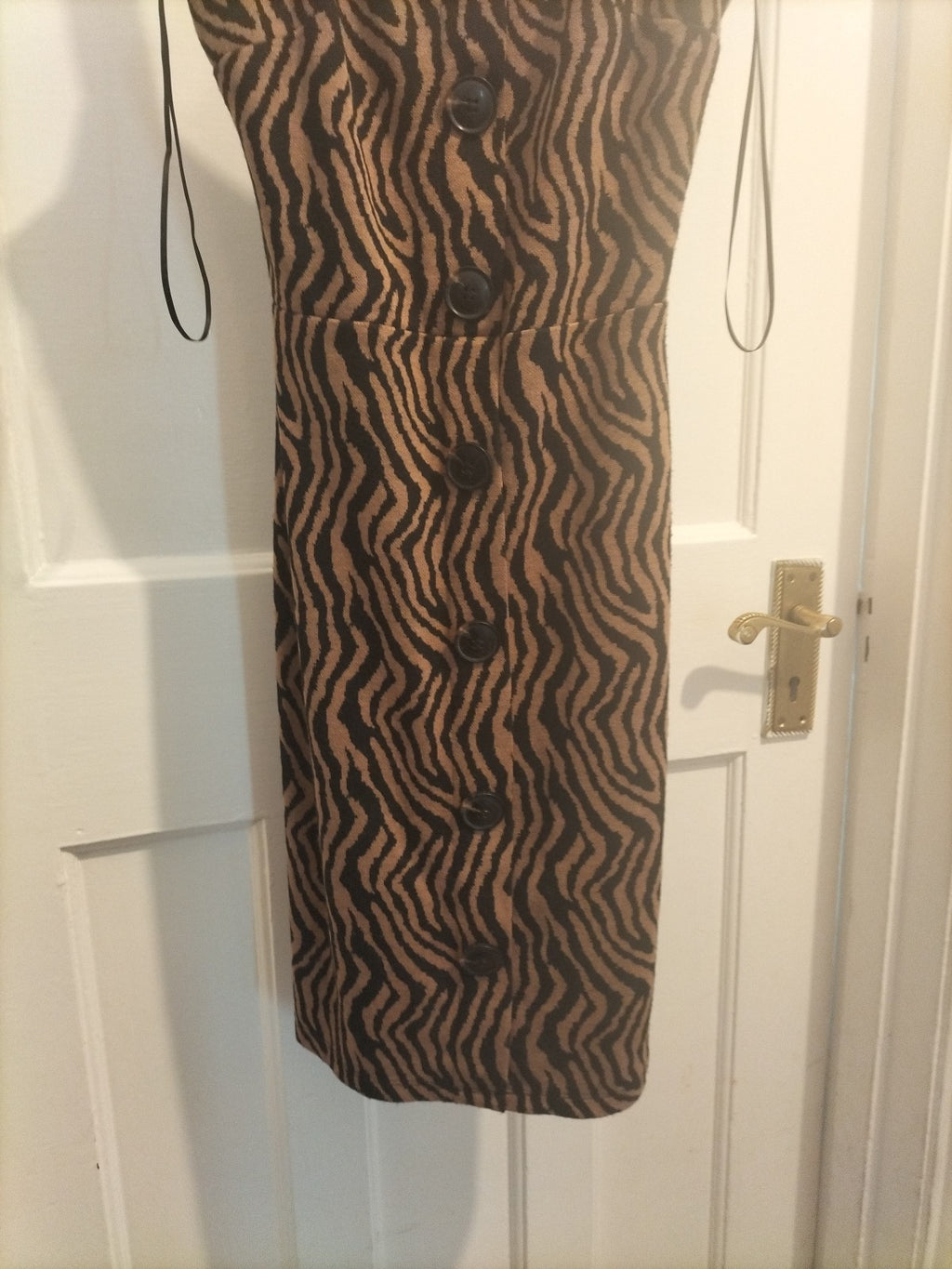 Ladies River Island Size 8 Brown Black Sleeveless Midi Dress