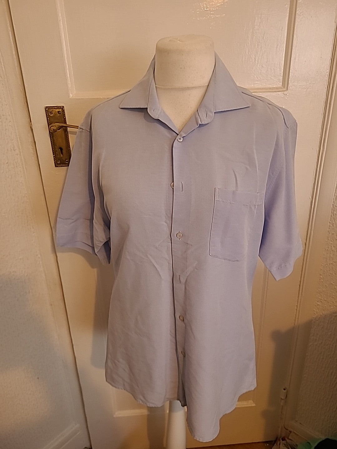 Mens River Island Size Large Light Blue Short Sleeved Shirt