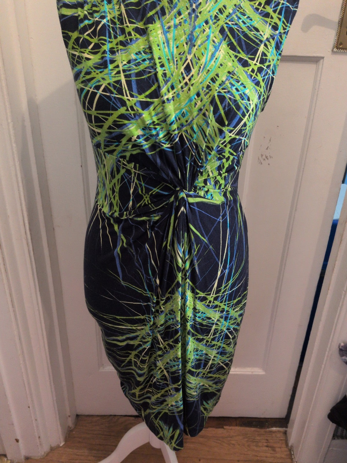 Tu 14 Navy With Blue And Green Sleeveless Midi Dress