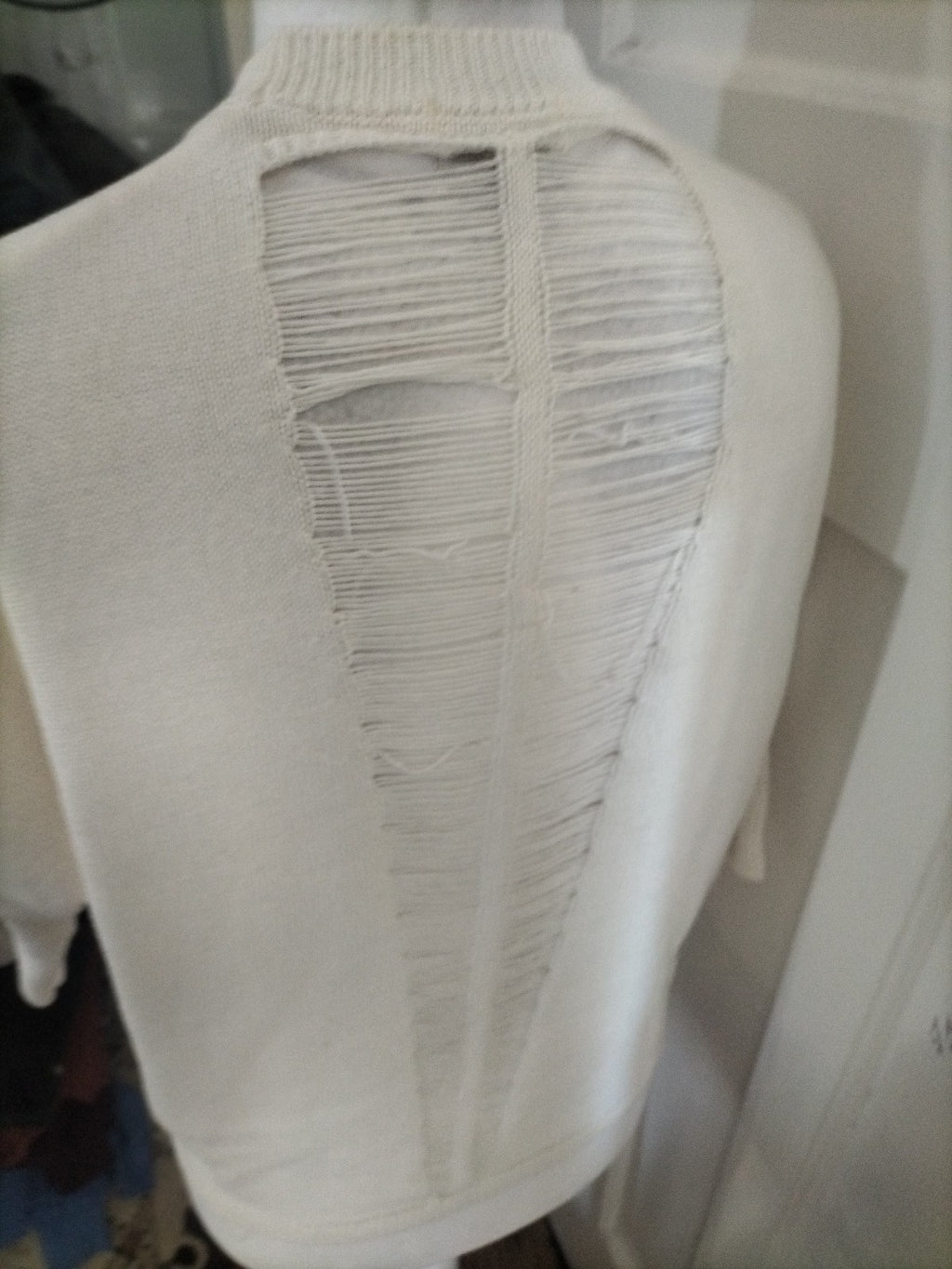 Ladies Apricot Size 10 White See Through Panel Back Jumper