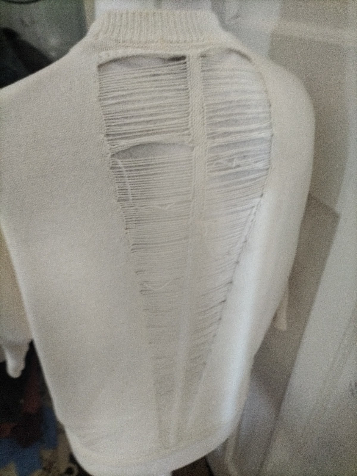 Ladies Apricot Size 10 White See Through Panel Back Jumper
