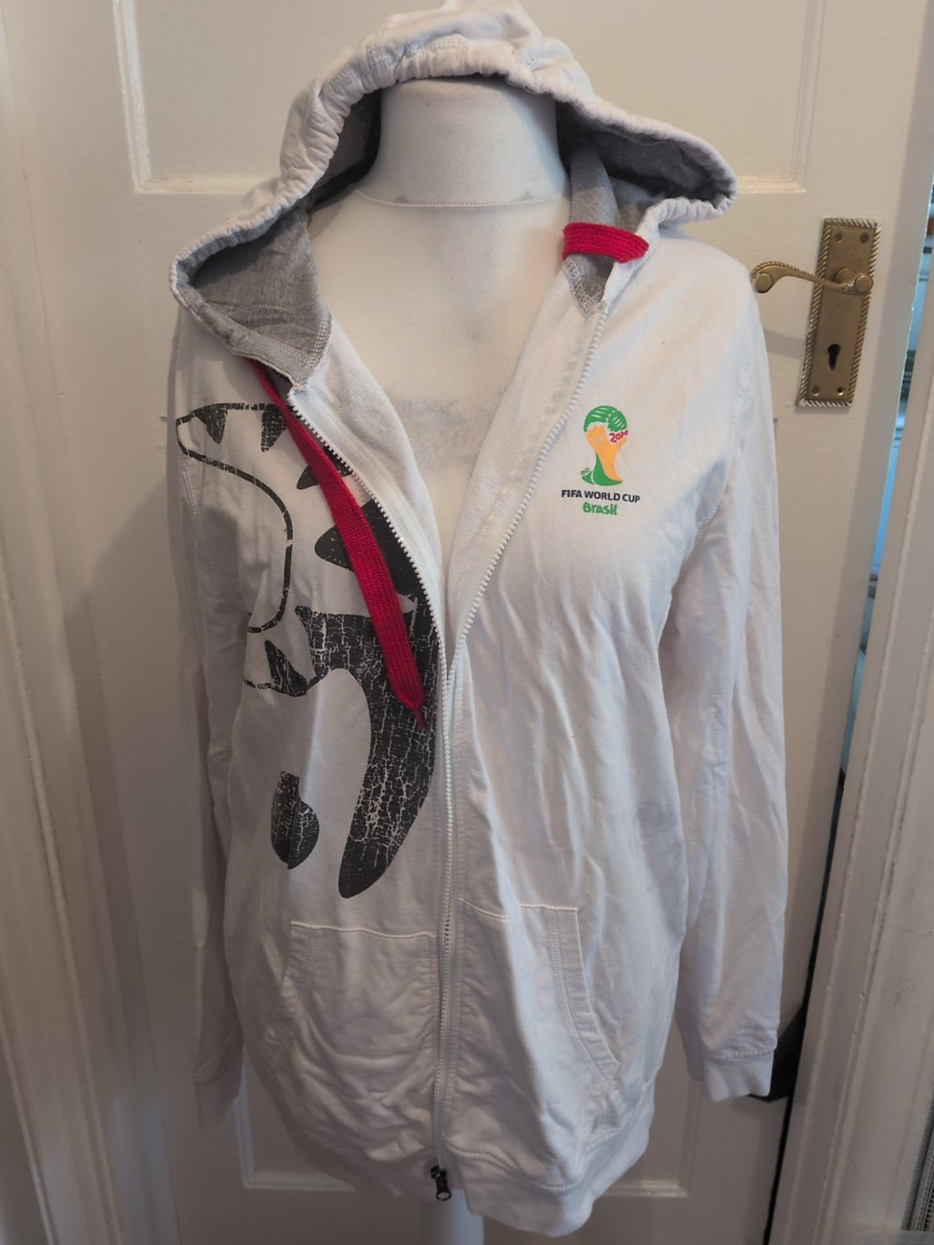 Mens FIFA World Cup Size XL White Full Zip Hoodie