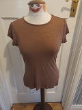 Ladies I.N.C Size Medium Brown Shimmer Short Sleeved Tshirt