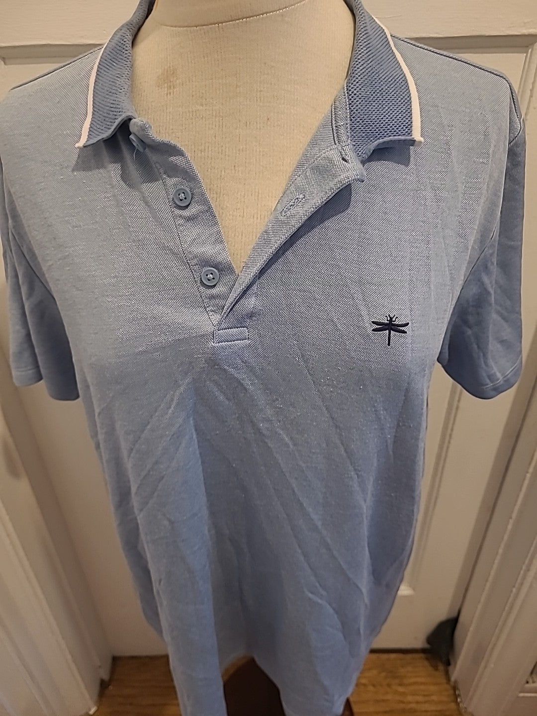 Mens Easy Size Large Pale Blue Short Sleeved Polo