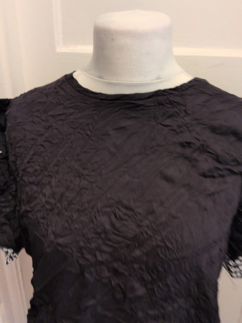 George 20 Black With White Embroidery Trim T-shirt