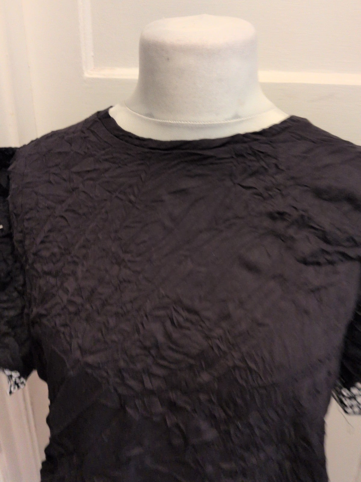 George 20 Black With White Embroidery Trim T-shirt